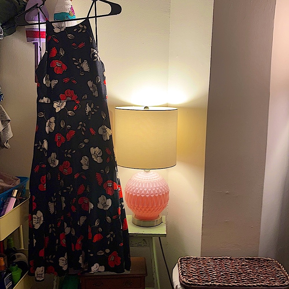 Black & Red Floral Backless Spaghetti Strap Dress